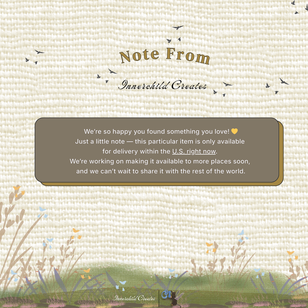 Note from Innerchild Creates with a scenic background of grass and flowers.